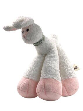 Bestever White Bunny Baby Plush Toy Green Gingham Collar Pink Feet Nose Ears